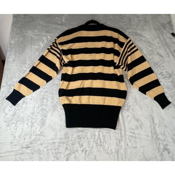 Via L.A Women's Size medium Sweater striped tan and black - Picture 2 of 16